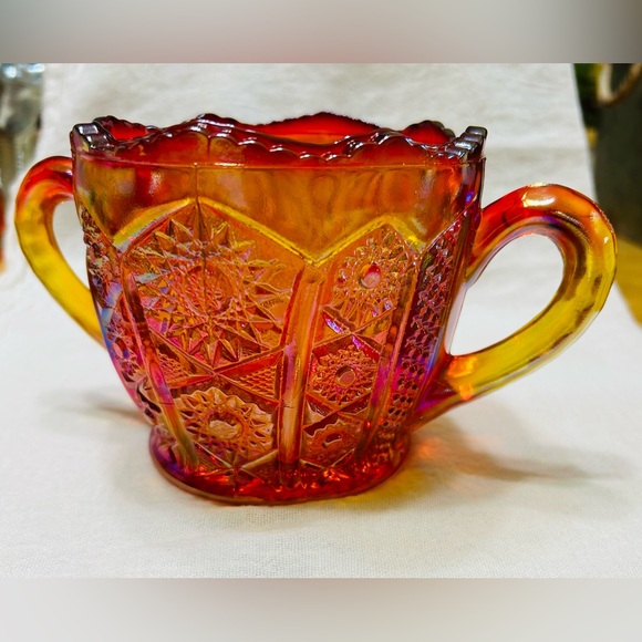 Vintage Indiana carnival glass open sugar bowl. No chips, cracks or rough edges. - Picture 3 of 6